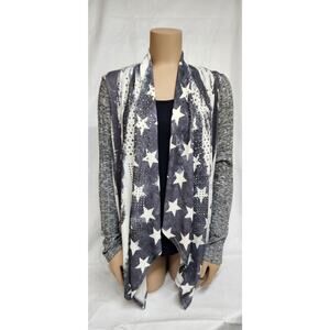 VOCAL Stars and Stripes Crunch Drape Front Sweater Cardigan